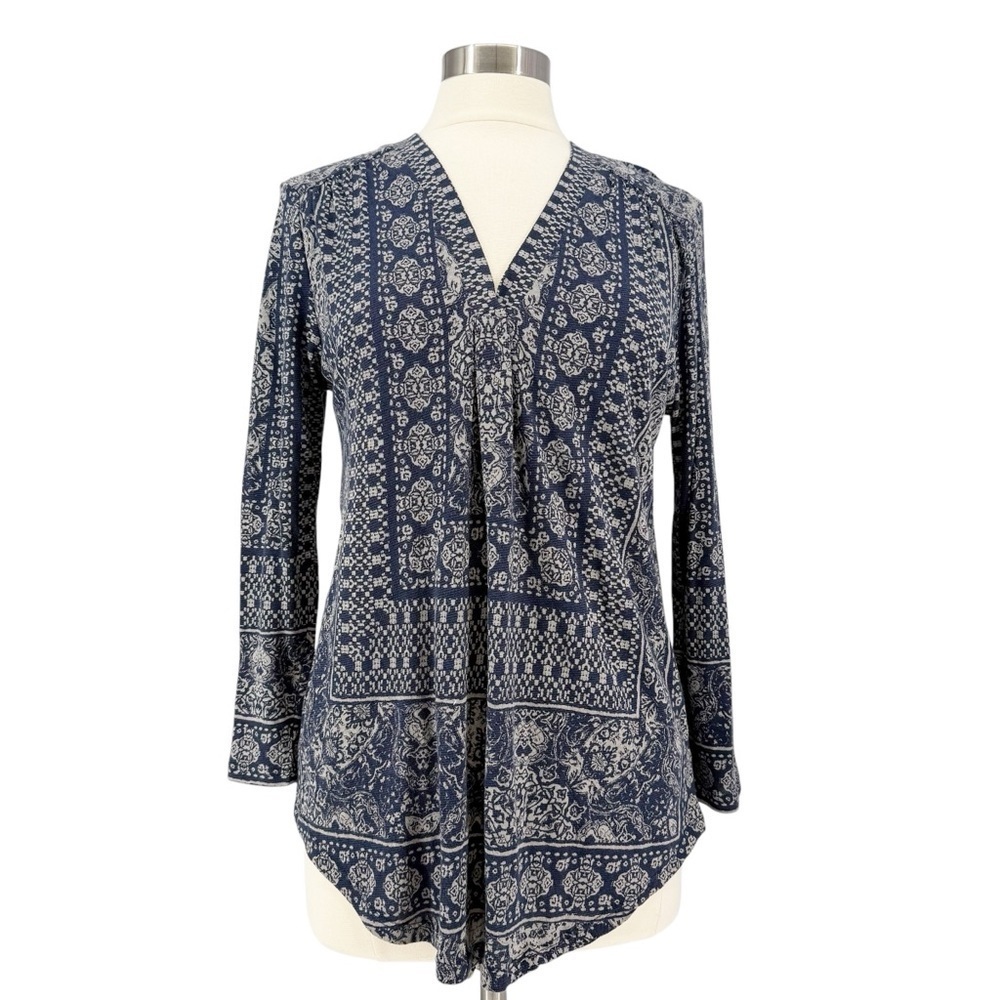 LUCKY BRAND Navy Bandana Print Knit Top L